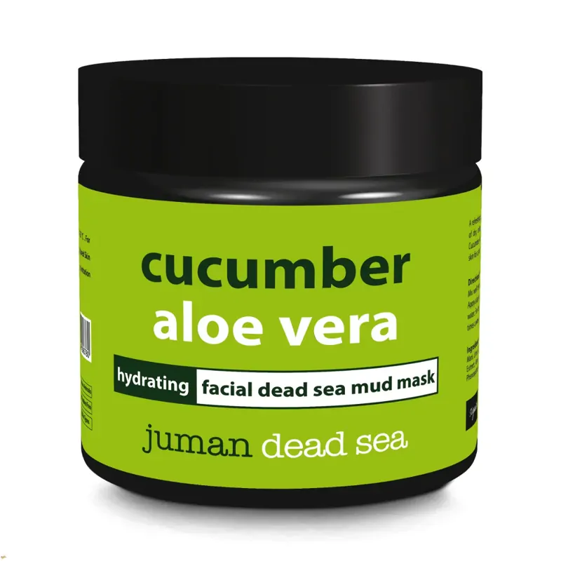 Hydratační obličejová maska s okurkovým extraktem, aloe vera a bahnem z Mrtvého moře Hydratační obličejová maska s okurkovým extraktem, aloe vera a bahnem z Mrtvého moře